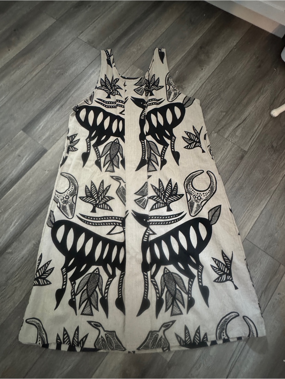 Nefertiti Collection Linen Blend Dress NWT Graphic Tribal African Art XL - Picture 2 of 13